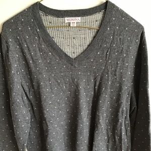Merona Men's Gray V-Neck Sweater with Subtle Dot Pattern